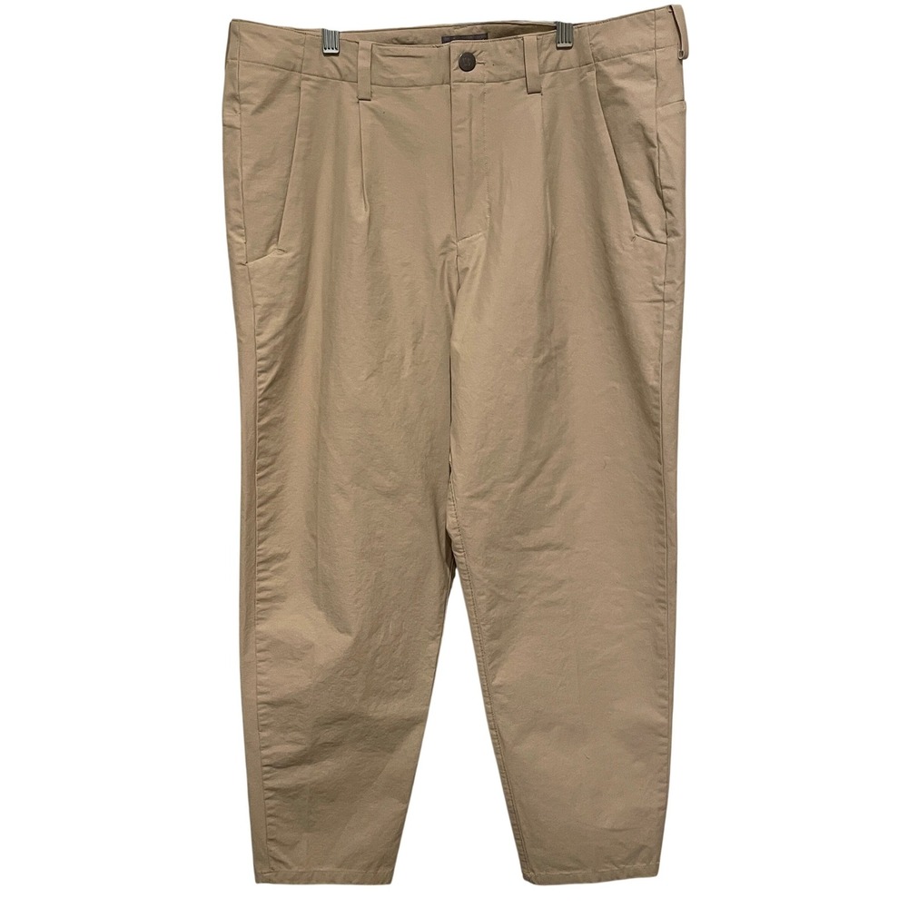 VRST Mens Athletic Taper Pants Tan Khaki Pleated Chino Trousers 36x30 Workwear